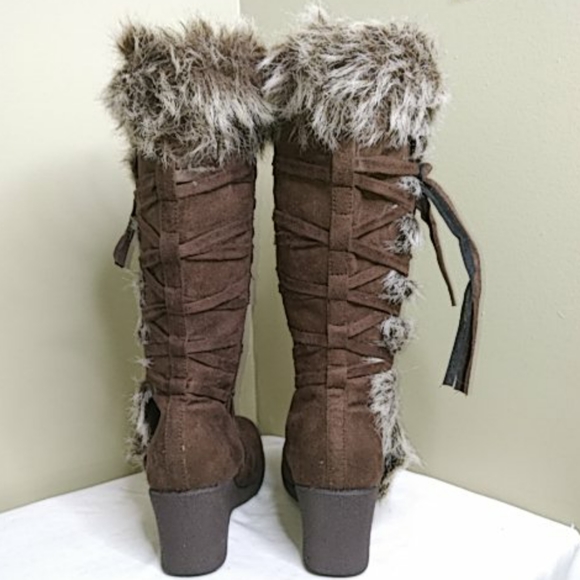 Groove Faux Suede Wedge Fashion Boots w/Fur Sz 9 - Picture 5 of 9